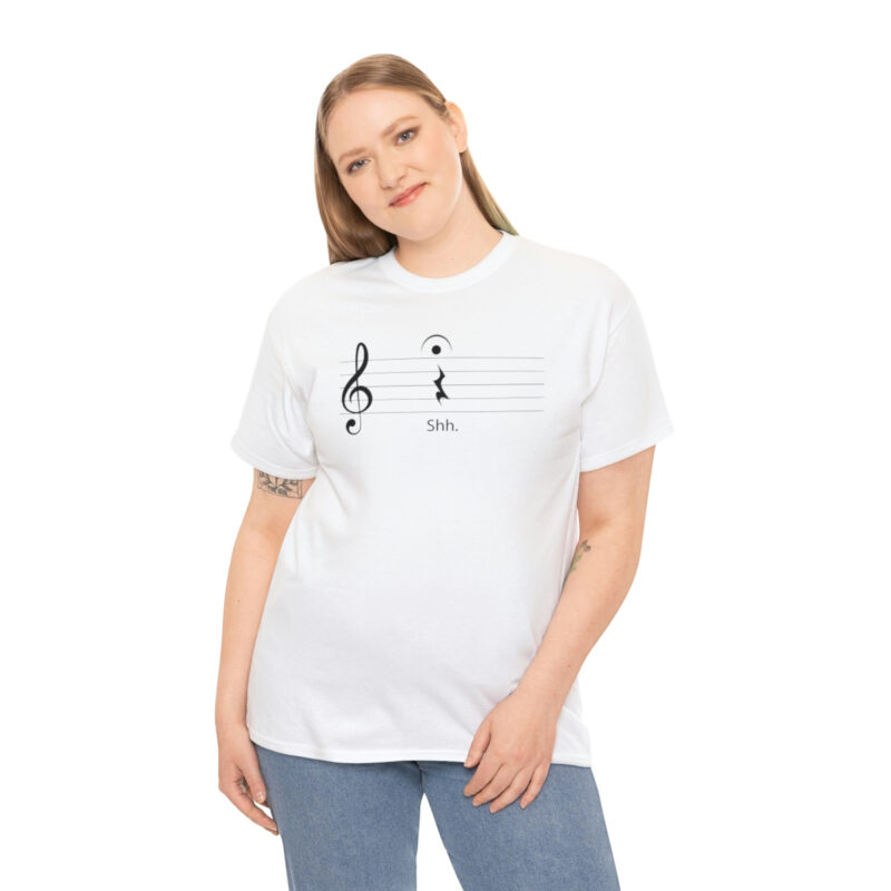 Shhh! Unisex Heavy Cotton Tee - (White Design on Color) - Image 15