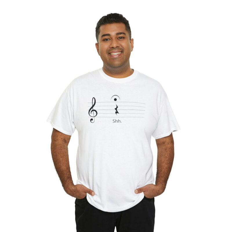 Shhh! Unisex Heavy Cotton Tee - (White Design on Color) - Image 19