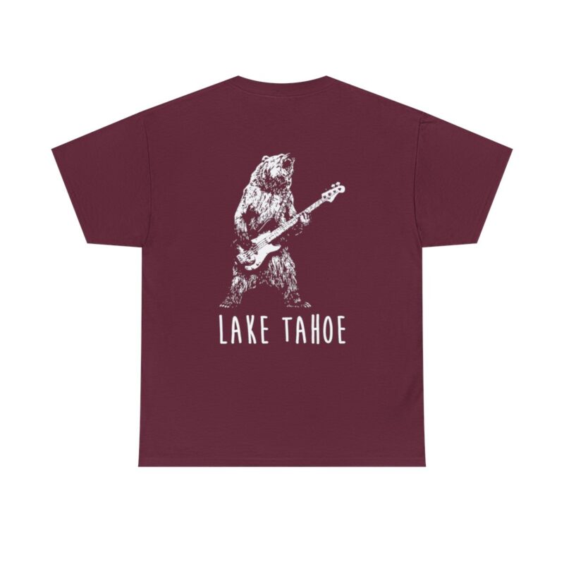 Lake Tahoe White Bear - Unisex Heavy Cotton Tee - Black - Image 13