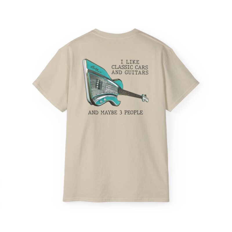 Classic Cars and Guitars, Bel Air, Turq/White - Unisex Ultra Cotton Tee - Sand